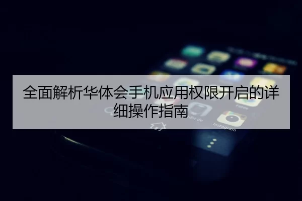全面解析华体会手机应用权限开启的详细操作指南